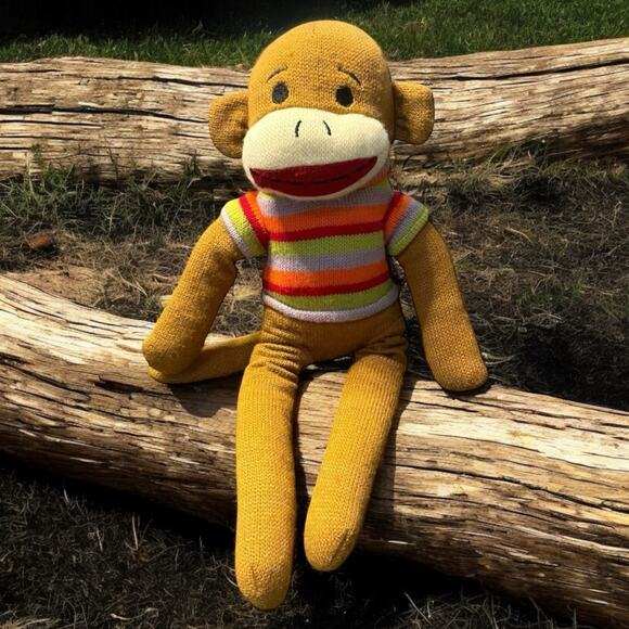 Dan Dee Plush Sock Monkey Stuffed Animal Shower Stripe Nursery Shower Gift 19" - Picture 1 of 14
